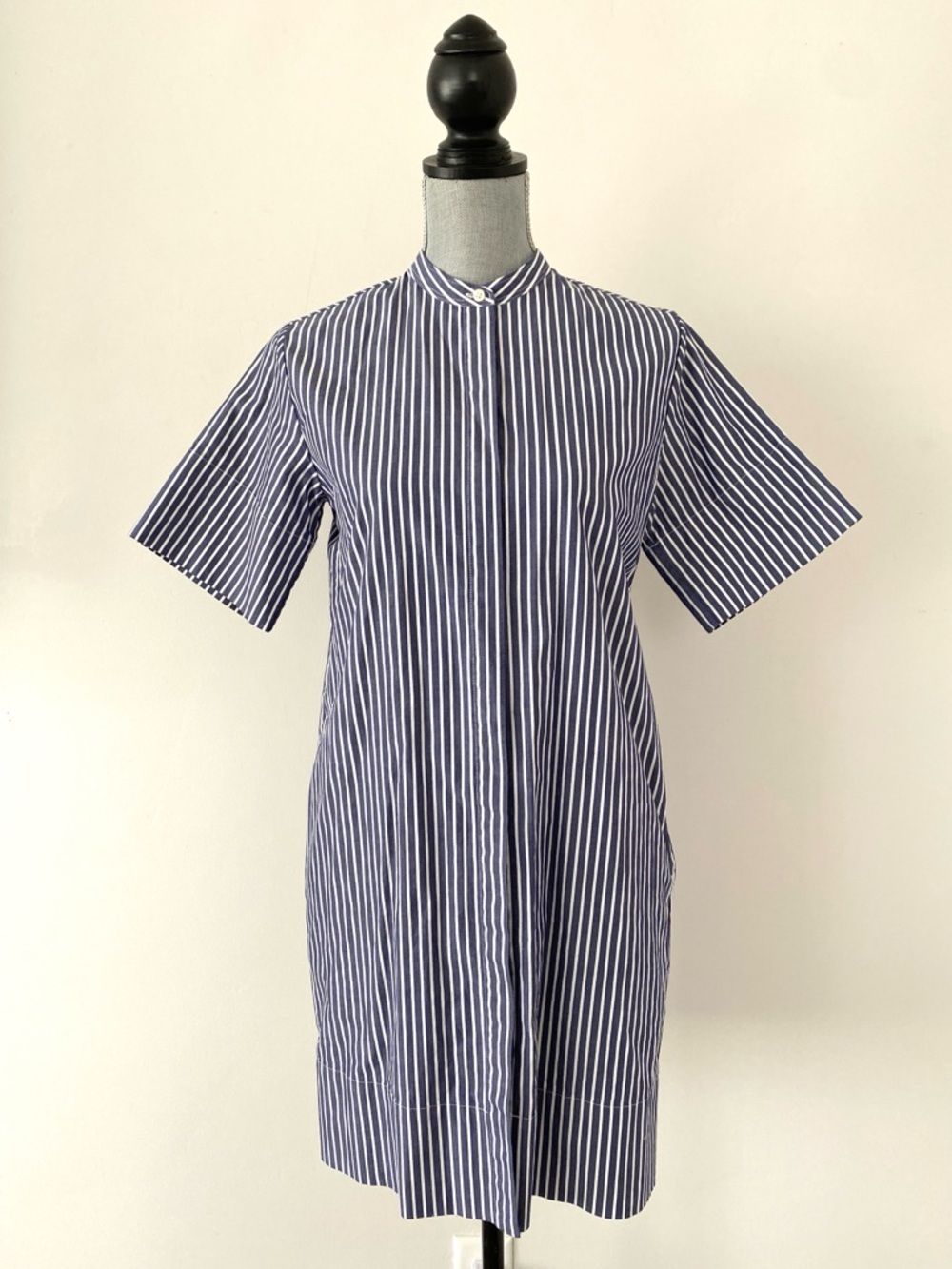Everlane Navy & White Stripe Mini Shirt Dress Sz 0 Effortlessly Chic *No Belt - Picture 3 of 11
